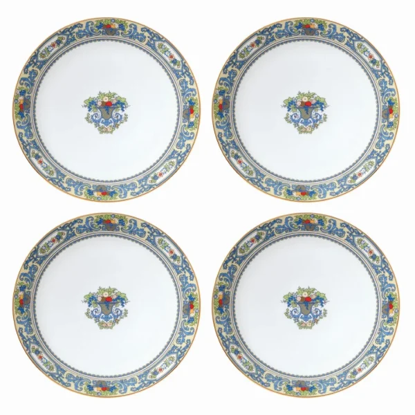 Autumn White 4-Piece Dinner Plate Set with 24k Gold Accents, Dishwasher Safe
