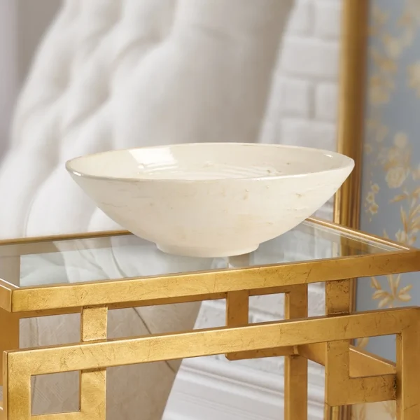 Ceramic Bowl - 21x16 Antique White Glazed Decorative Bowl for Stylish Home Decor & Versatile Use