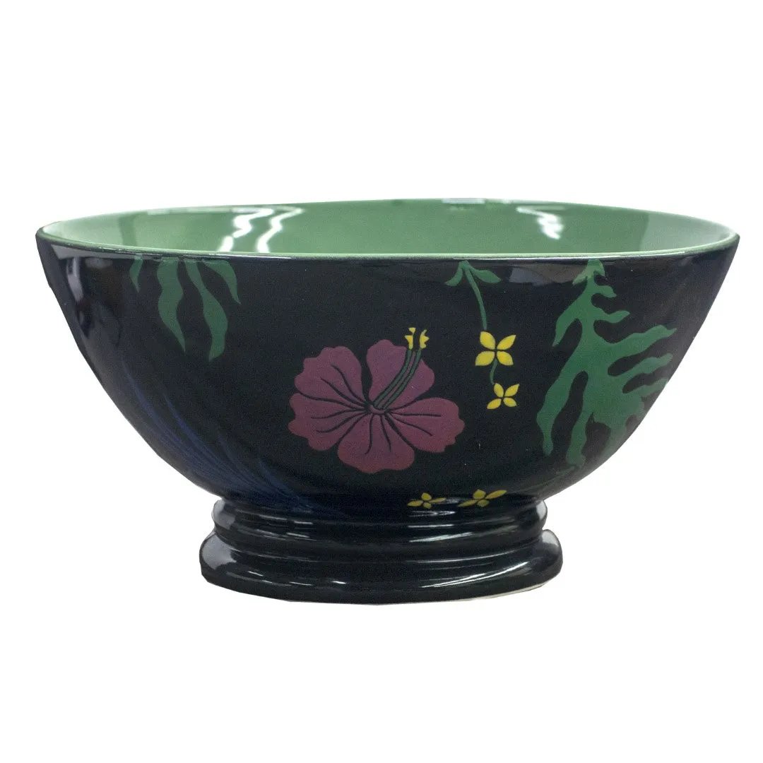 1oGarden-Party-Bowl-Hand-Painted-Ceramic-Centerpiece-with-Vibrant-Floral-Motif-on-Black-Base