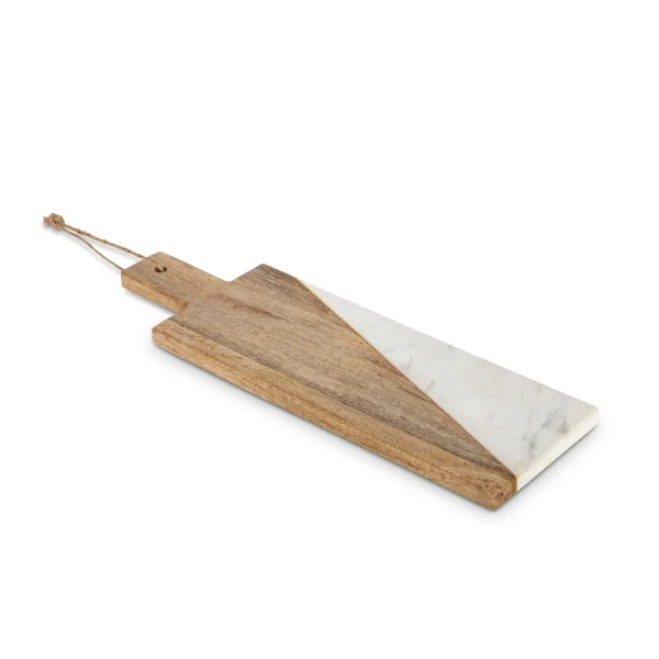 Wood and Marble Cutting Board with Handle - Elegant 14 Charcuterie Board for Stylish Entertaining