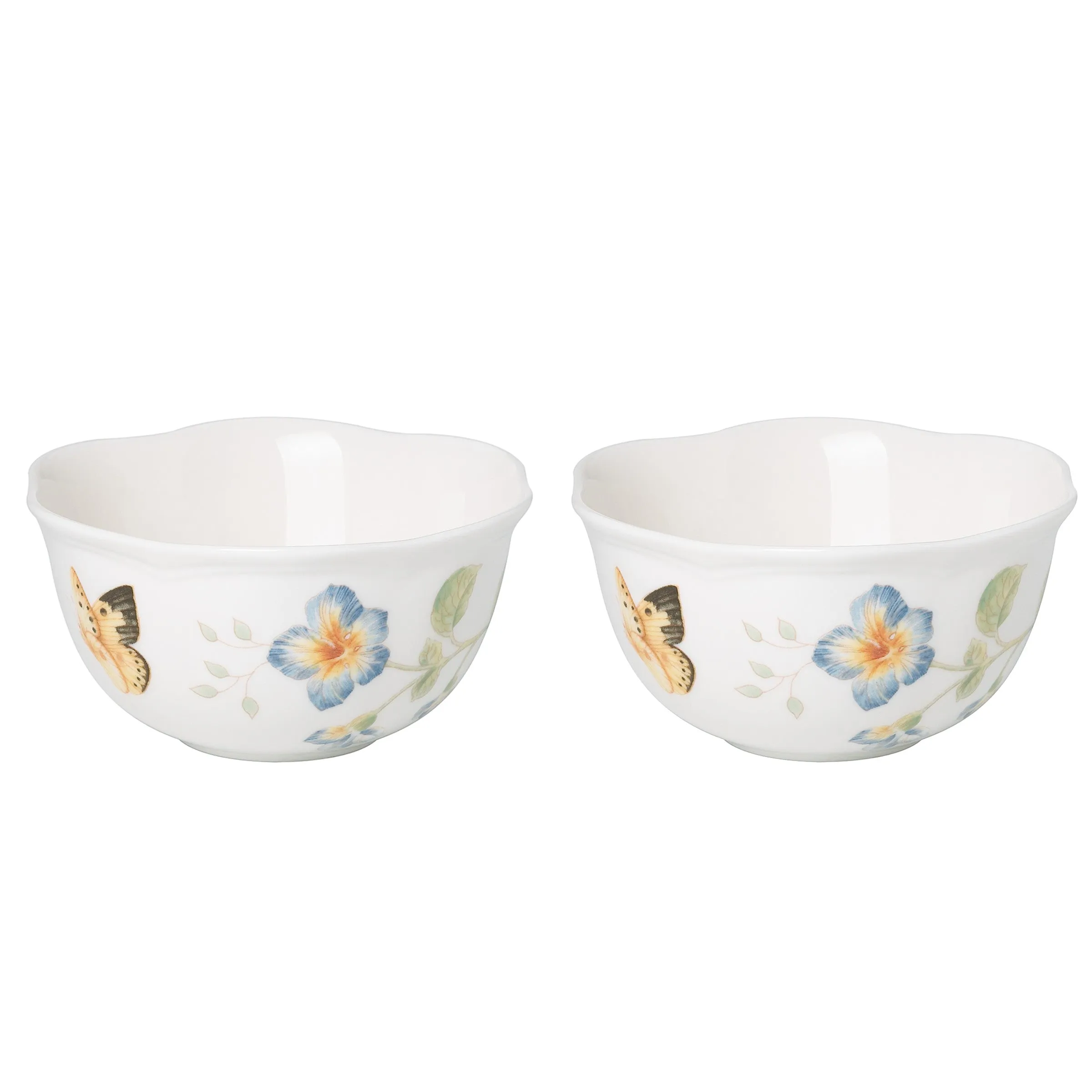 4bButterfly-Meadow-Porcelain-Dessert-Bowl-Set-Scalloped-Rim-Garden-Illustrations-2-Pieces