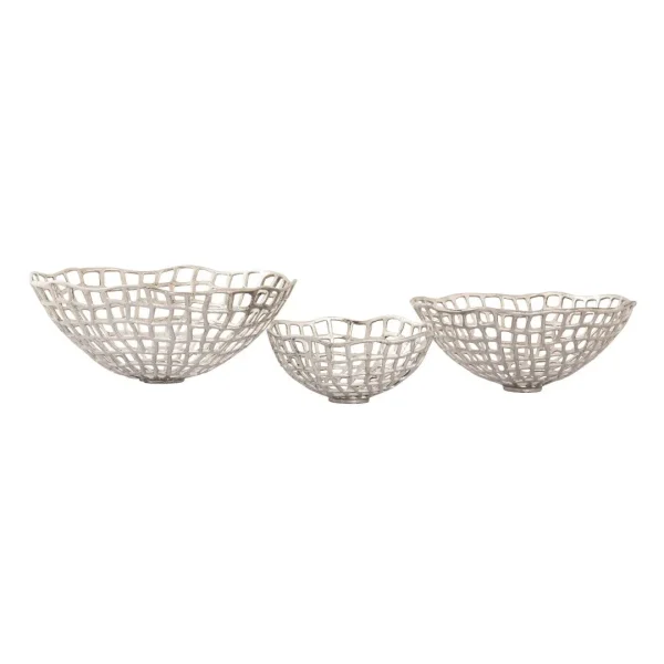 Elk Shore Weave Metal Bowls Set of 3 - Stylish Nickel Finish for Decorative & Functional Use