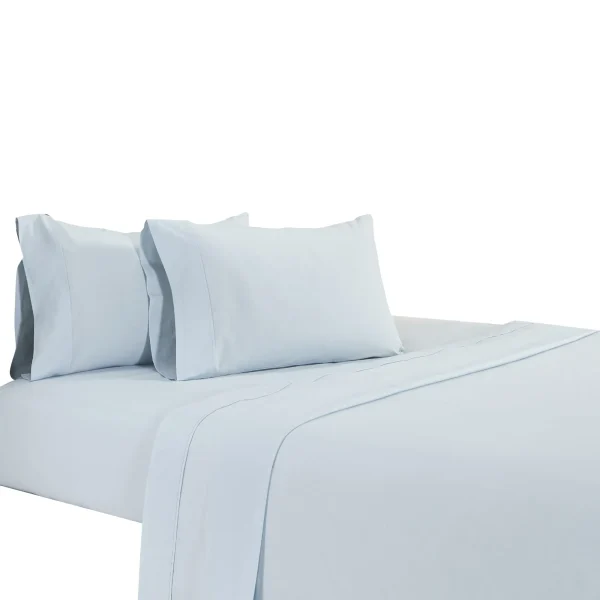 Matt 4 Piece California King Bed Sheet Set, Soft Organic Cotton, Light Blue