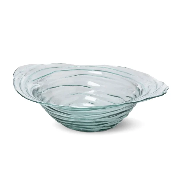 Spun Recycled Glass Bowl - Eco-Friendly Clear Design, 19 Wide, Perfect for Stylish Home Decor