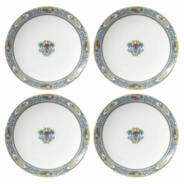 Autumn White 4-Piece Dinner Plate Set with 24k Gold Accents, Dishwasher Safe