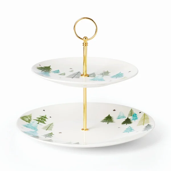 Balsam Lane Winter Wonderland Porcelain 2-Tiered Server, Hand Wash Only