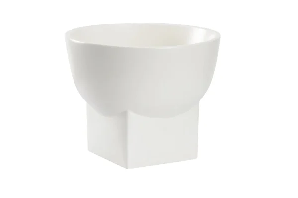 Artist Bowl - Elegant Matte White Ceramic Design on Square Base for Sophisticated Home Decor