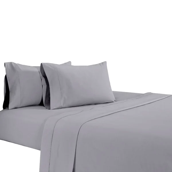 Matt 4 Piece California King Bed Sheet Set, Soft Organic Cotton, Light Gray