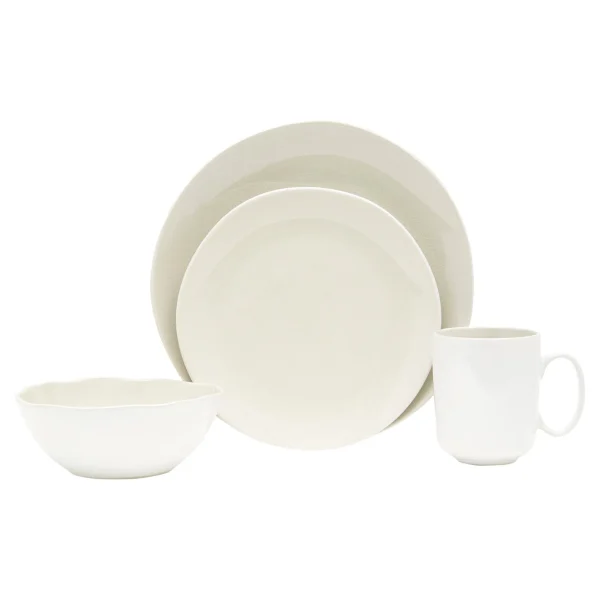 White Ceramic 16-Piece Round Dinnerware Set for 4 – Elegant Tableware, Microwave & Dishwasher Safe!