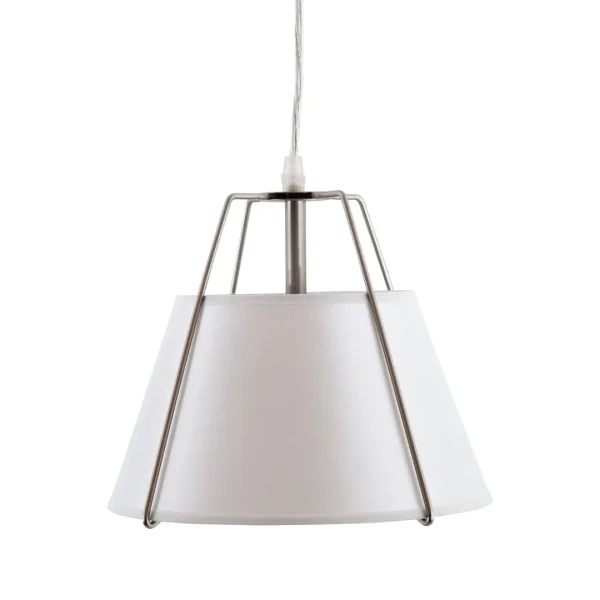 Studio Modern Pendant Light - Adjustable 120-Inch Cord, Satin Nickel Frame & White Shade Design
