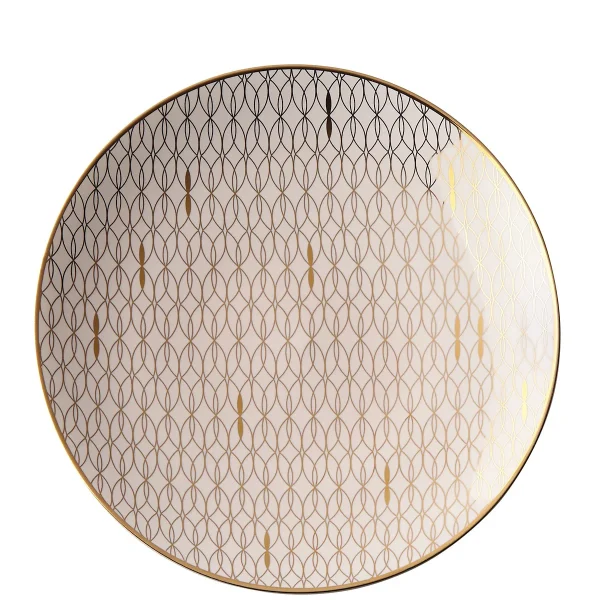 Trianna Blush Pink Porcelain Salad Plate with Gold Geometric Trim, 9 Dishwasher Safe