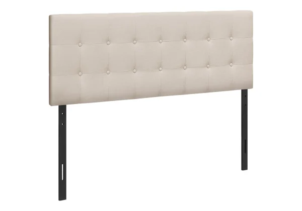Bed, Elegant Upholstered Headboard for Queen Size Beds - Stylish Transitional Design for Comfort