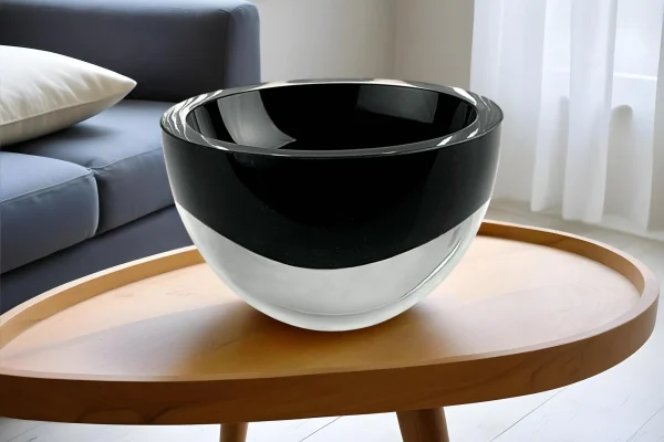6 Stunning Black Mouth Blown Crystal Bowl - Thick Walled, Elegant Serveware for Candy & Nuts