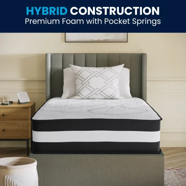 Hybrid Twin Mattress, 12 Inch, Pocket Spring, CertiPUR-US Certified