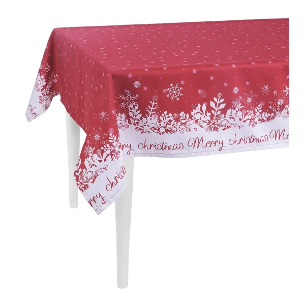 84 Elegant Red Merry Christmas Rectangle Tablecloth - Luxurious Brushed Polyester, Machine Washable