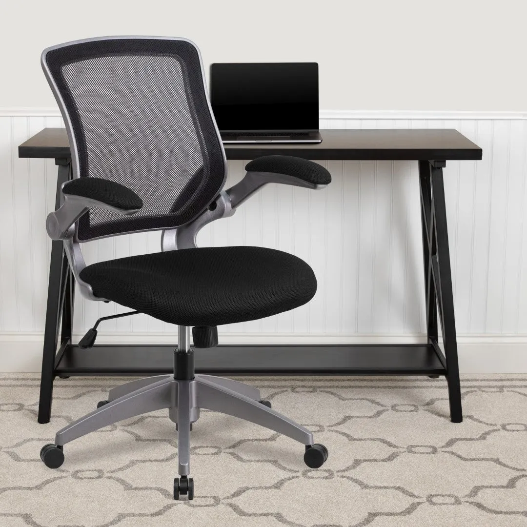 3ySwivel-Office-Chair-with-Mesh-Back-Flip-Up-Arms-Gray-Frame