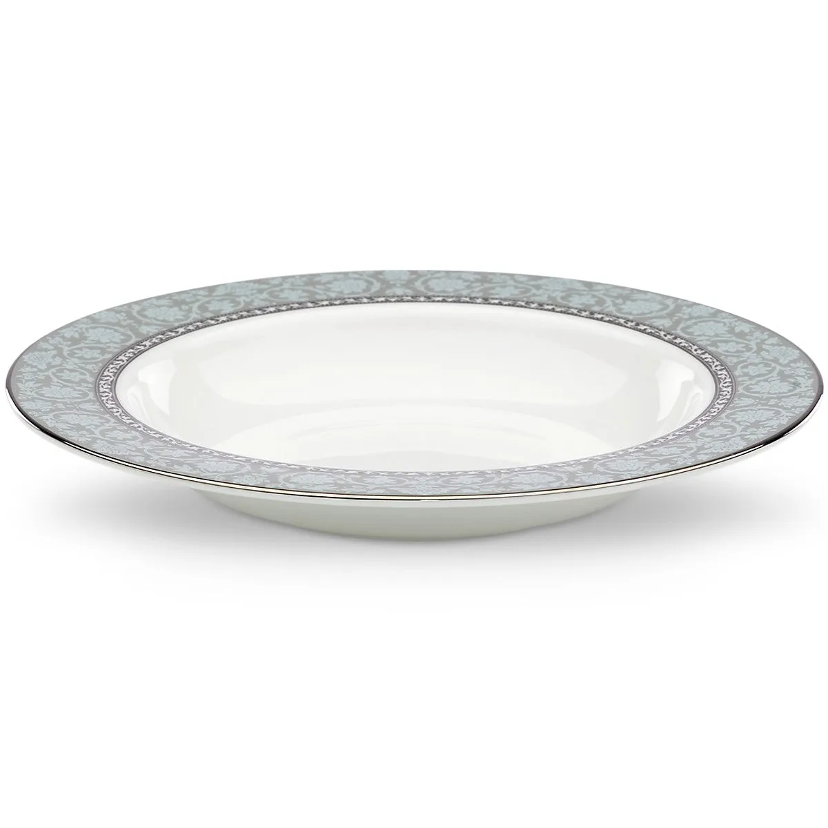 4kWestmore-Elegant-Bone-China-Rimmed-Soup-Bowl-12-oz-Blue-Floral-Platinum-Trim
