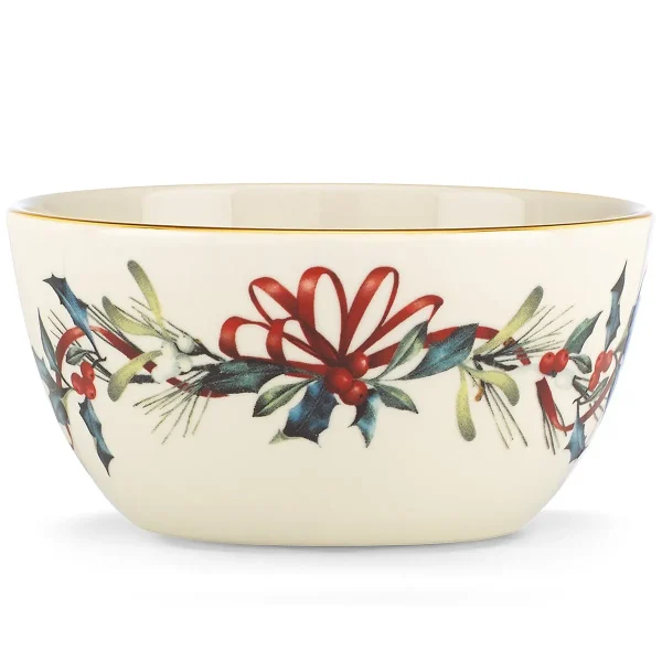 Winter Greetings 5 Bowl - Ivory Porcelain with 24K Gold Trim, Dishwasher Safe