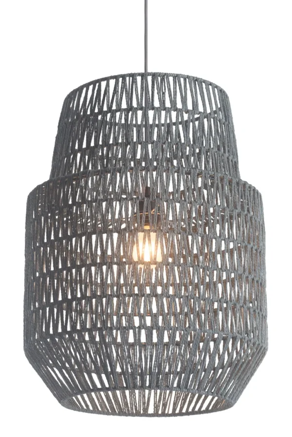 Daydream Ceiling Lamp - Stylish 2-Level Bell Shade Fixture in Gray with Metal & Woven Design