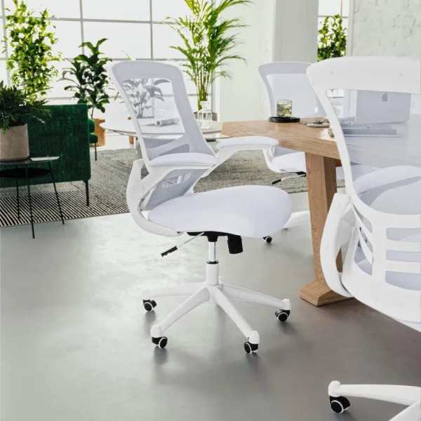 Swivel Office Chair with Mesh Back, Flip-Up Arms & Lumbar Support