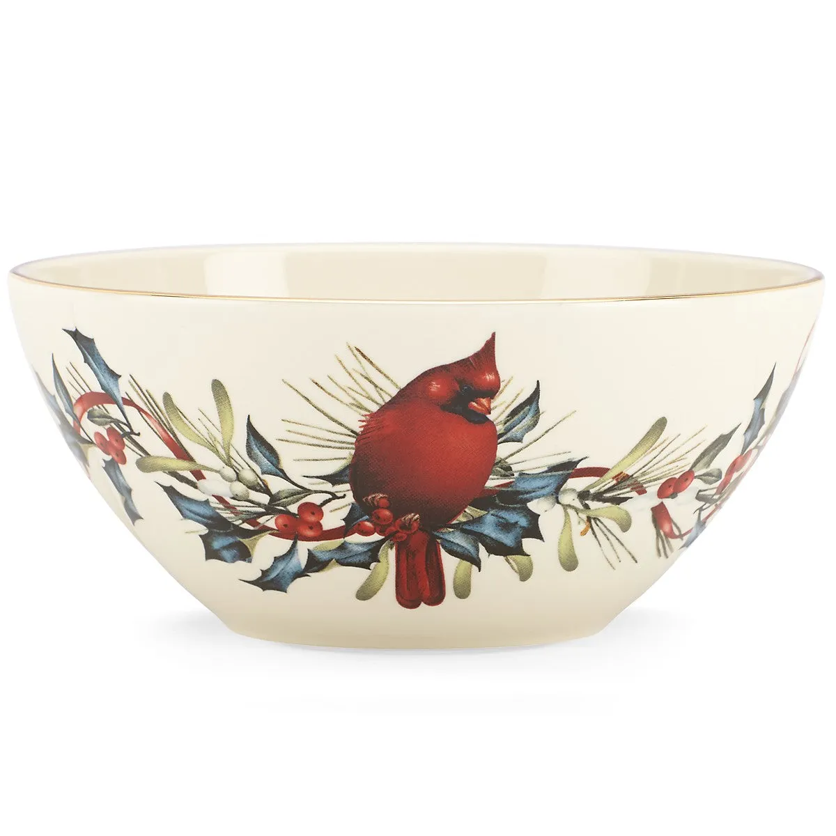 5sWinter-Greetings-7-Porcelain-Bowl-24K-Gold-Accents-Cardinal-Design-Dishwasher-Safe
