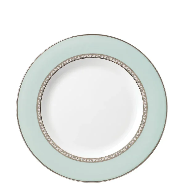 Westmore Salad Plate: Elegant Bone China with Platinum Trim & Sky Blue Accent, Dishwasher Safe