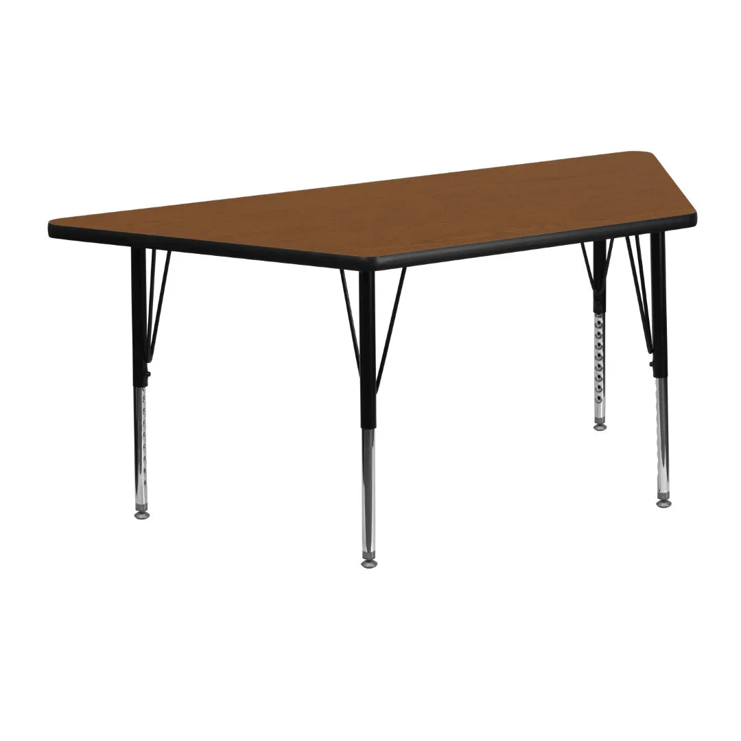 6eCommercial-Grade-225-W-x-45-L-Trapezoid-HP-Laminate-Activity-Table-Height-Adjustable-Short-Legs