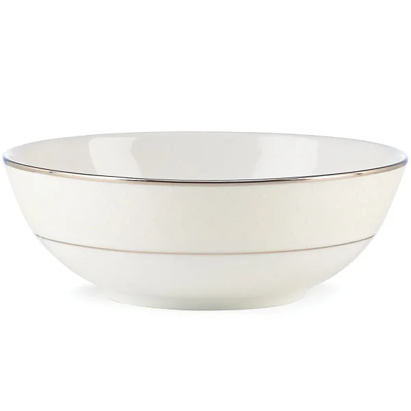 Venetian Lace-Trimmed Platinum Accented Bone China Bowl, Dishwasher Safe, 24 Oz