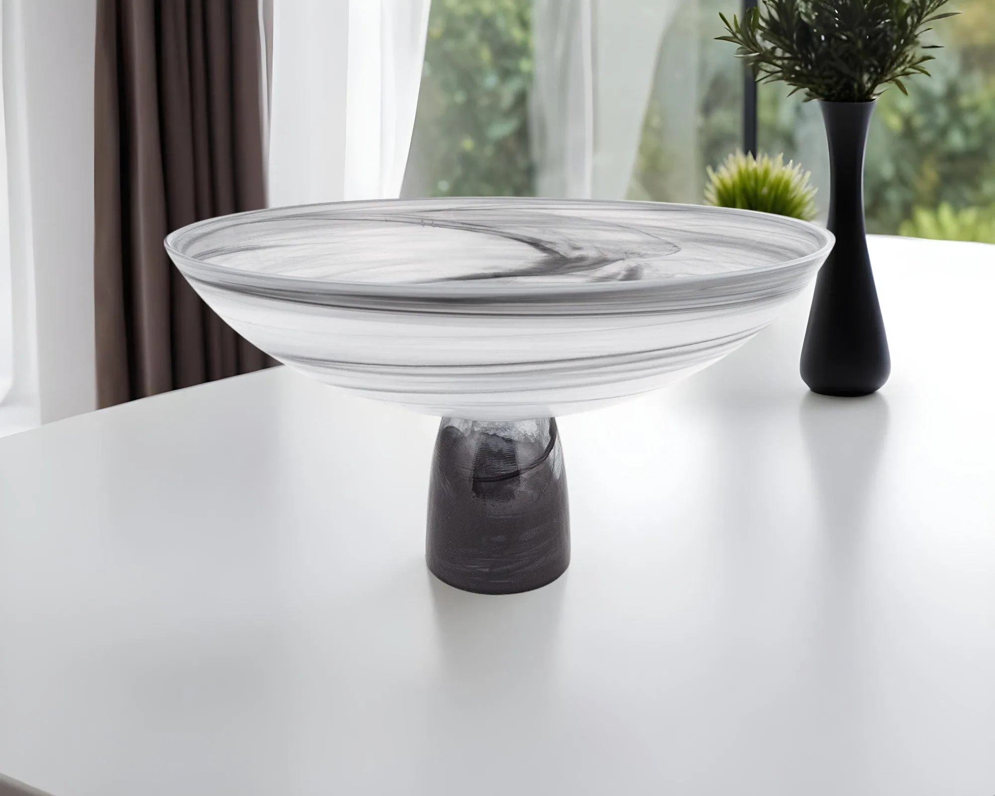 6t11-Alabaster-Glass-Round-Pedestal-Bowl-Elegant-Black-White-Centerpiece-for-Modern-Dining-Decor