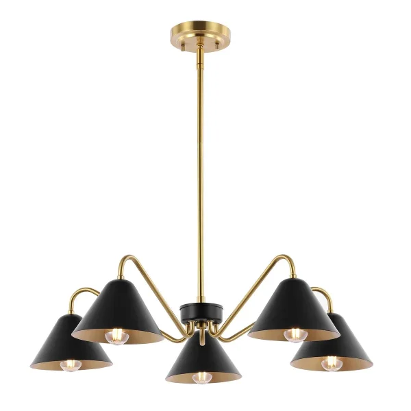 Meissa Chandelier - Chic Black & Brass Pendant Light for Modern Interiors, Adjustable Height Design