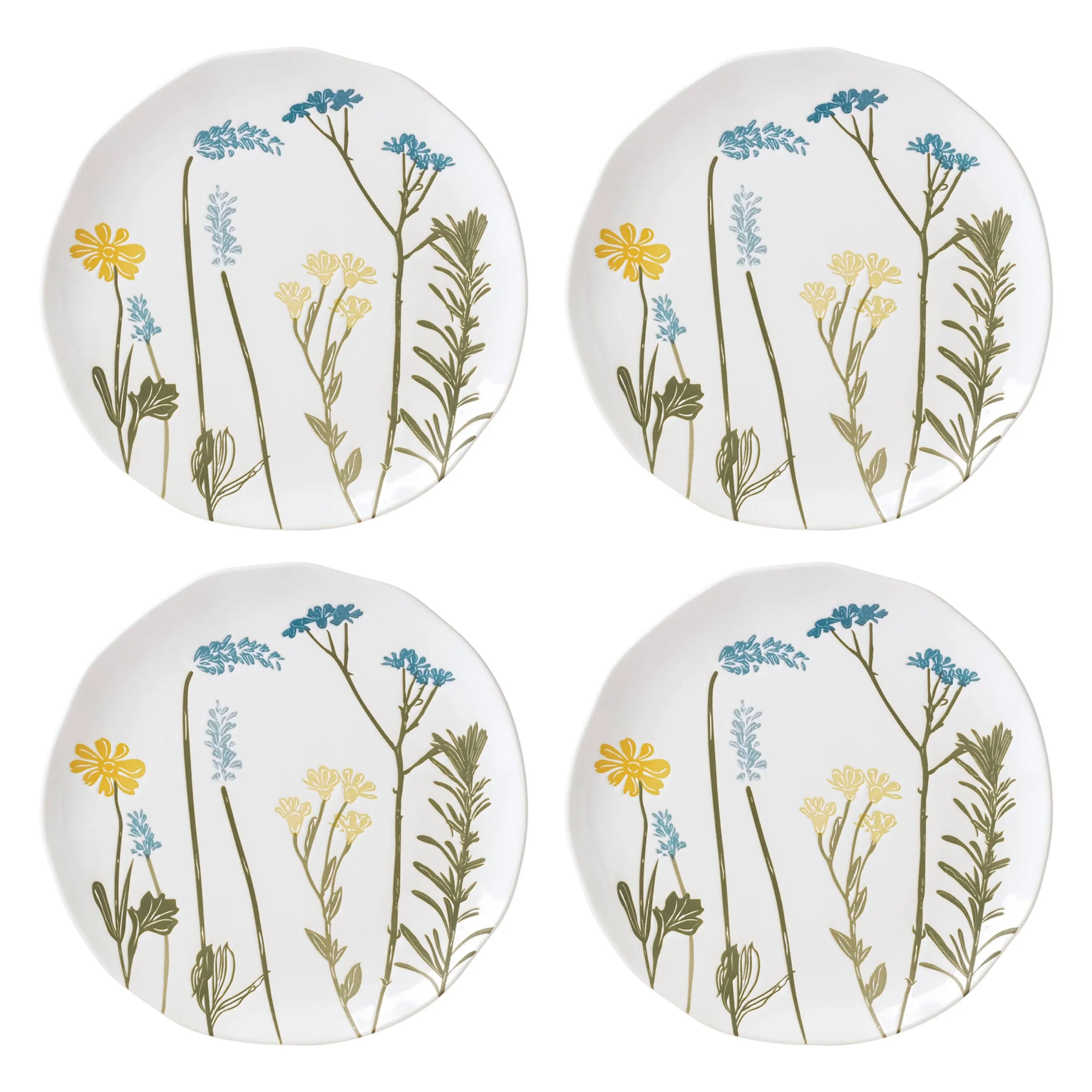 6vWildflowers-Stoneware-Accent-Plates-Set-of-4-Floral-Motif-Dishwasher-Microwave-Safe