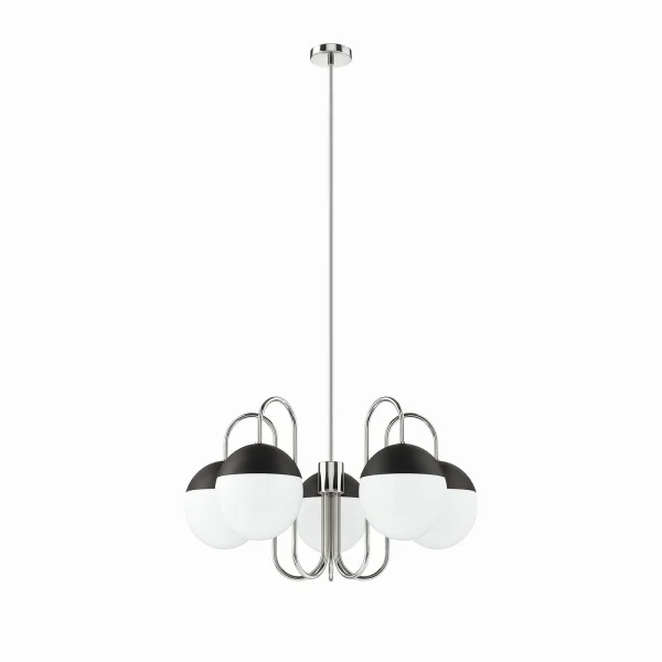 Stellar 5-Light Chandelier - Modern Ceiling Fixture with Frosted Glass Shades for Elegant Spaces