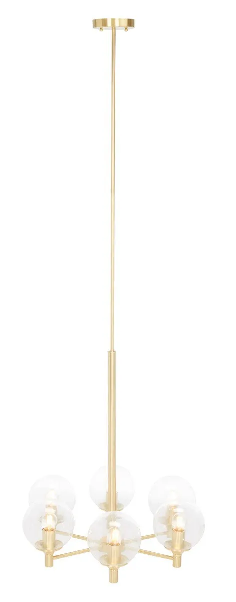 Jayde Chandelier - Retro-Modern Candelabra with Clear Glass Shades & Antique Brass Finish, 28 x 28