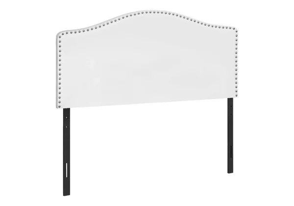 Bed, Upholstered Headboard Panel with Chrome Nailhead Trim for a Stylish Bedroom Upgrade
