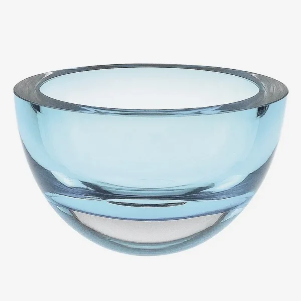 Aqua Stunning Mouth Blown Polish Crystal Bowl - Thick-Walled 6 Modern Art for Candy & Decor