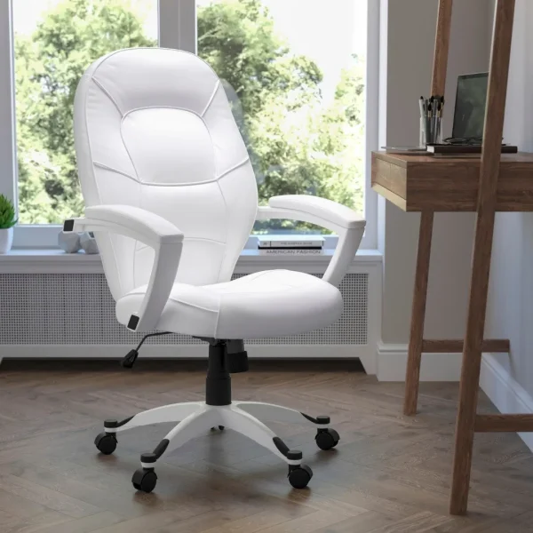 Executive LeatherSoft Office Chair with Lumbar Support and Swivel Base