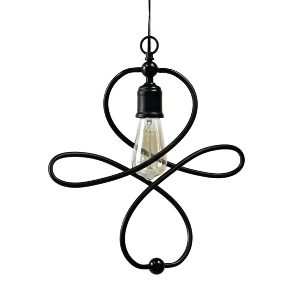1 Light Pendant with Curvy Geometric Design in Matte Black - Adjustable Height for Modern Style