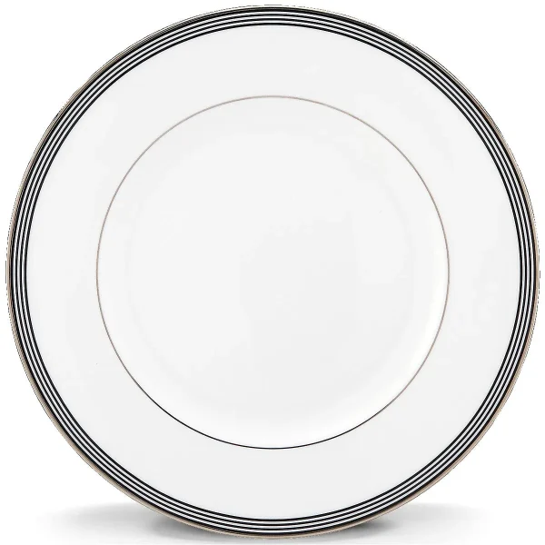 Kate Spade Parker Place Dinner Plate, 10.8 White Bone China, Platinum Trim, Dishwasher Safe