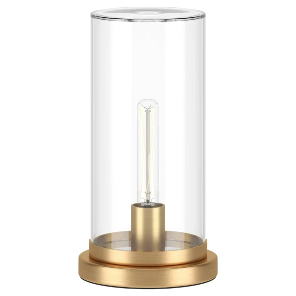 13 Brass Metal Table Lamp with Clear Cylinder Shade - Stylish Home Lighting for Any Space
