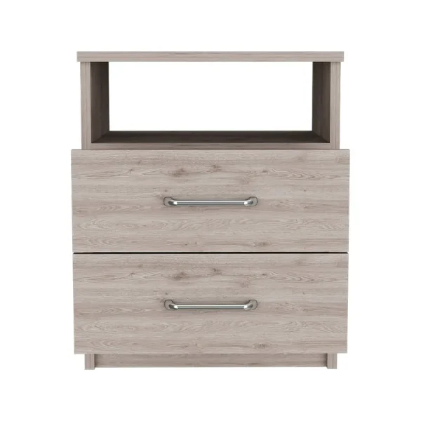 20 Gray Faux Wood Nightstand with 2 Drawers & Shelf - Stylish Storage for Any Room!