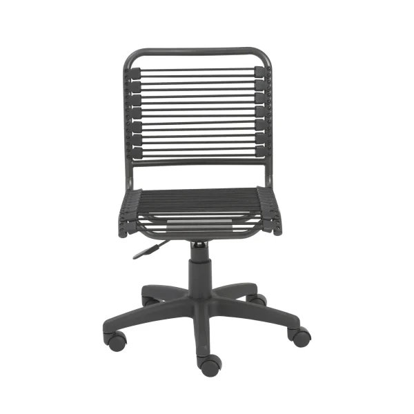 Black Adjustable Swivel Bungee Rolling Office Chair with Lumbar Support for All-Day Comfort