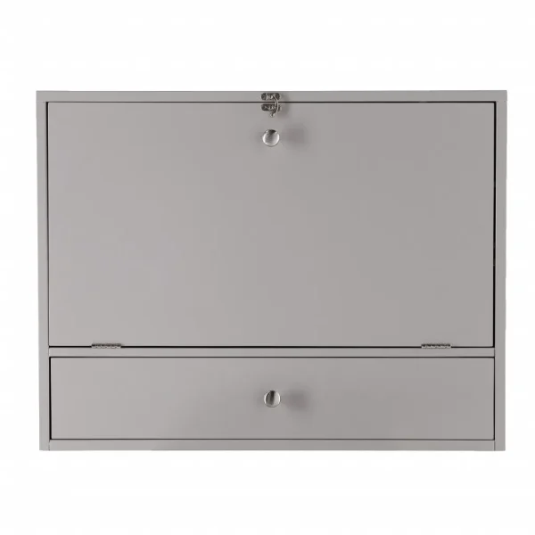 26 Gray Wall Mounted Folding Desk - Versatile Space Saver with Storage & Organization Solutions