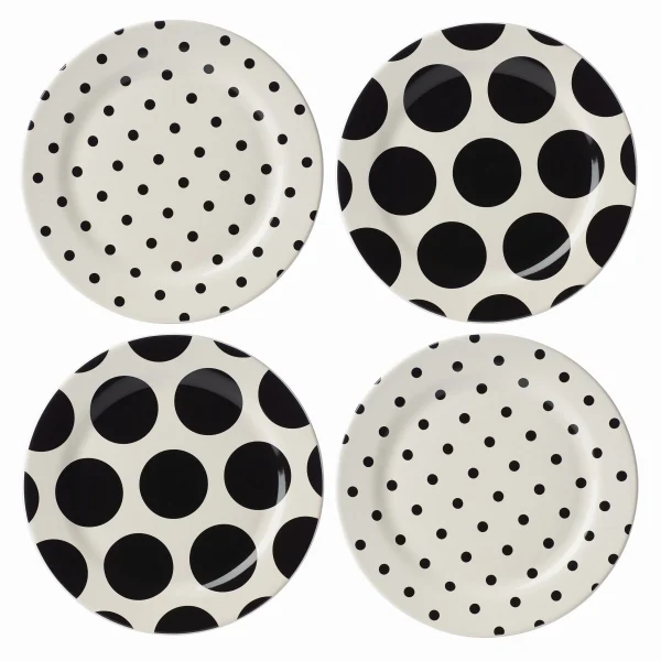 Kate Spade On The Dot 4-Piece Stoneware Accent Plates Set, Dishwasher Safe
