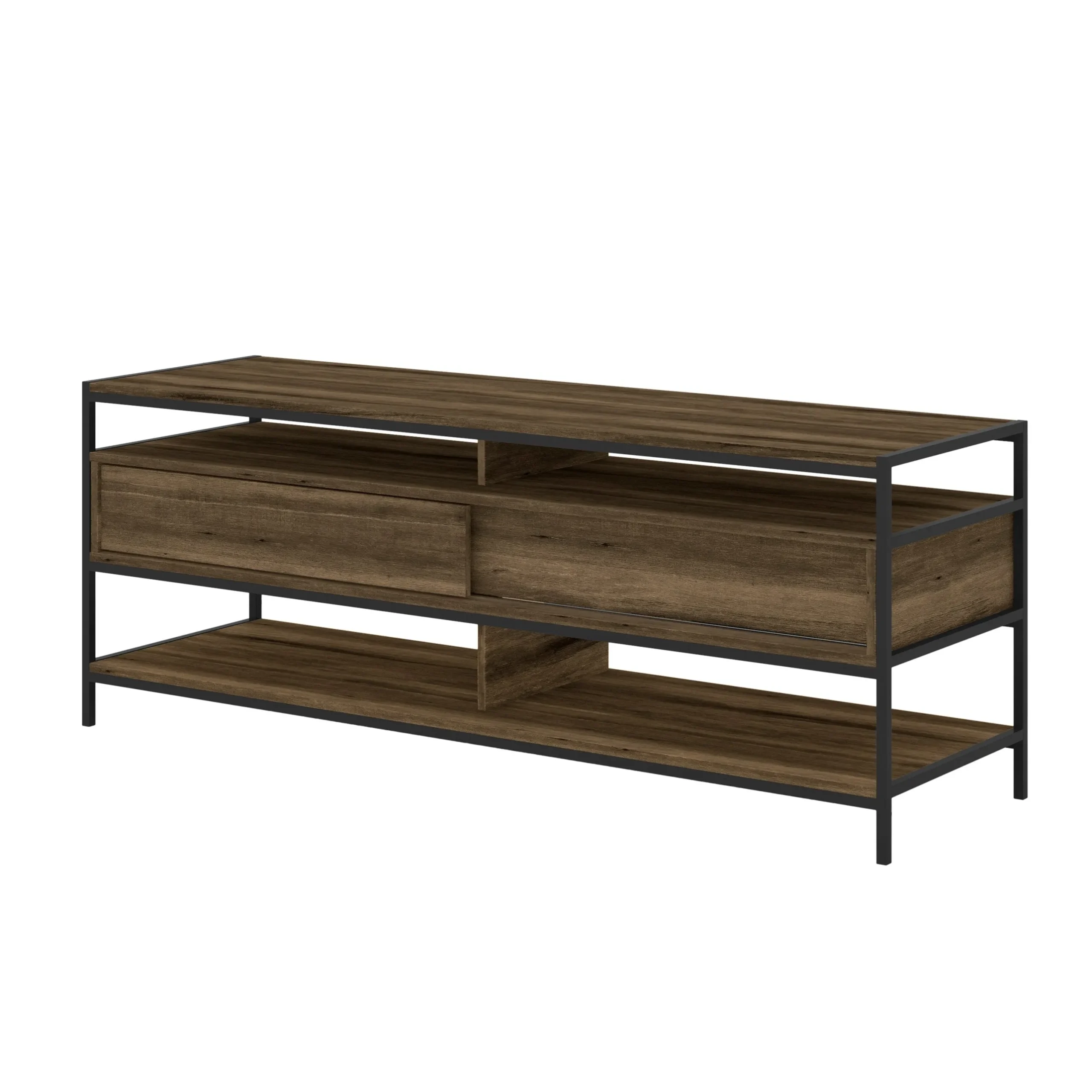 1d58-Inch-Wood-and-Metal-Entertainmnet-TV-Stand-with-2-Drawers-Brown-and-Black