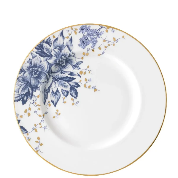 Garden Grove Blue Floral 9 Accent Plate with 24K Gold Trim, Chip Resistant Bone China