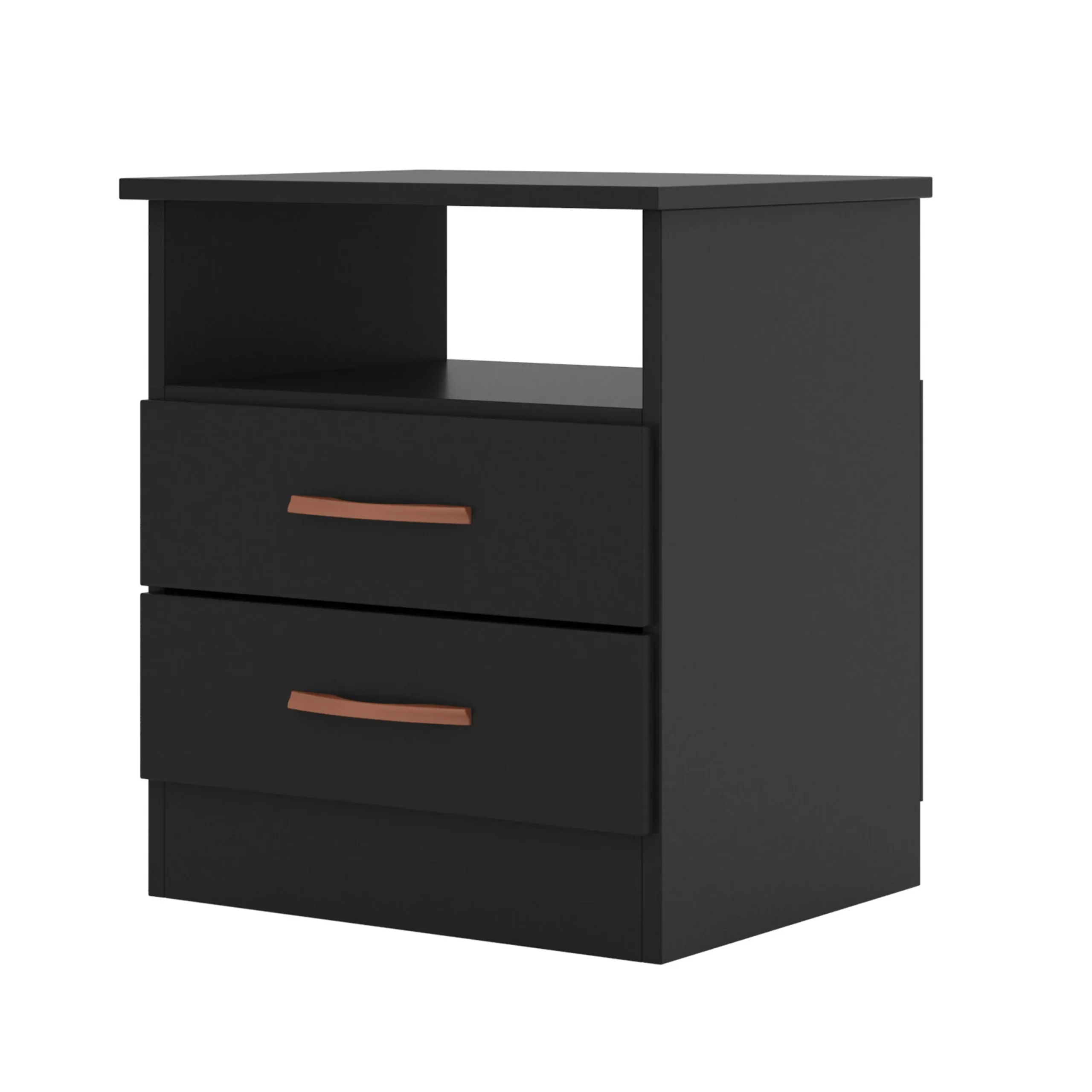 1vWooden-End-Side-Table-Nightstand-with-2-Drawers-and-1-Open-Compartment-Black