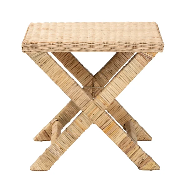 Farica Modern Bohemian Accent Bench - Handwoven Rattan & Mahogany, Fully Assembled, Stylish Design