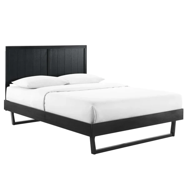 Alana Modern Wood Platform Bed with Angular Frame and Mid-Century Design for Lasting Comfort