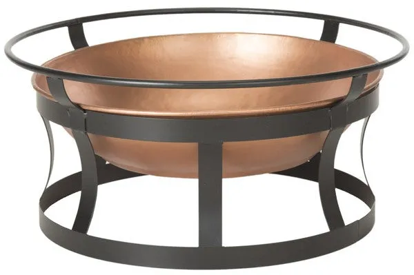 Bonaire Fire Pit - Stylish Copper & Black Iron Outdoor Heater with Grate & Poker for Cozy Nights