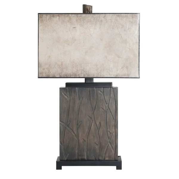 Casper Table Lamp - Rustic Charm in Dark Brown with Mica Shade, Perfect for Cozy Atmospheres